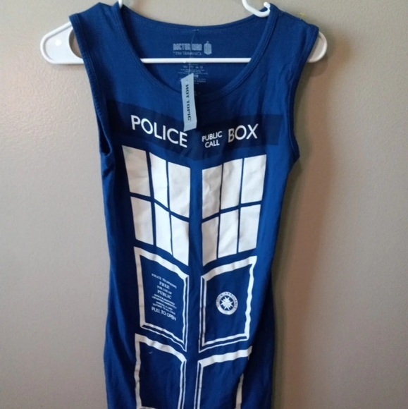Doctor Who Sleeveless Hot topic Tardis Dress Blue Box Cosplay Women’s Size S NWT - Picture 2 of 6
